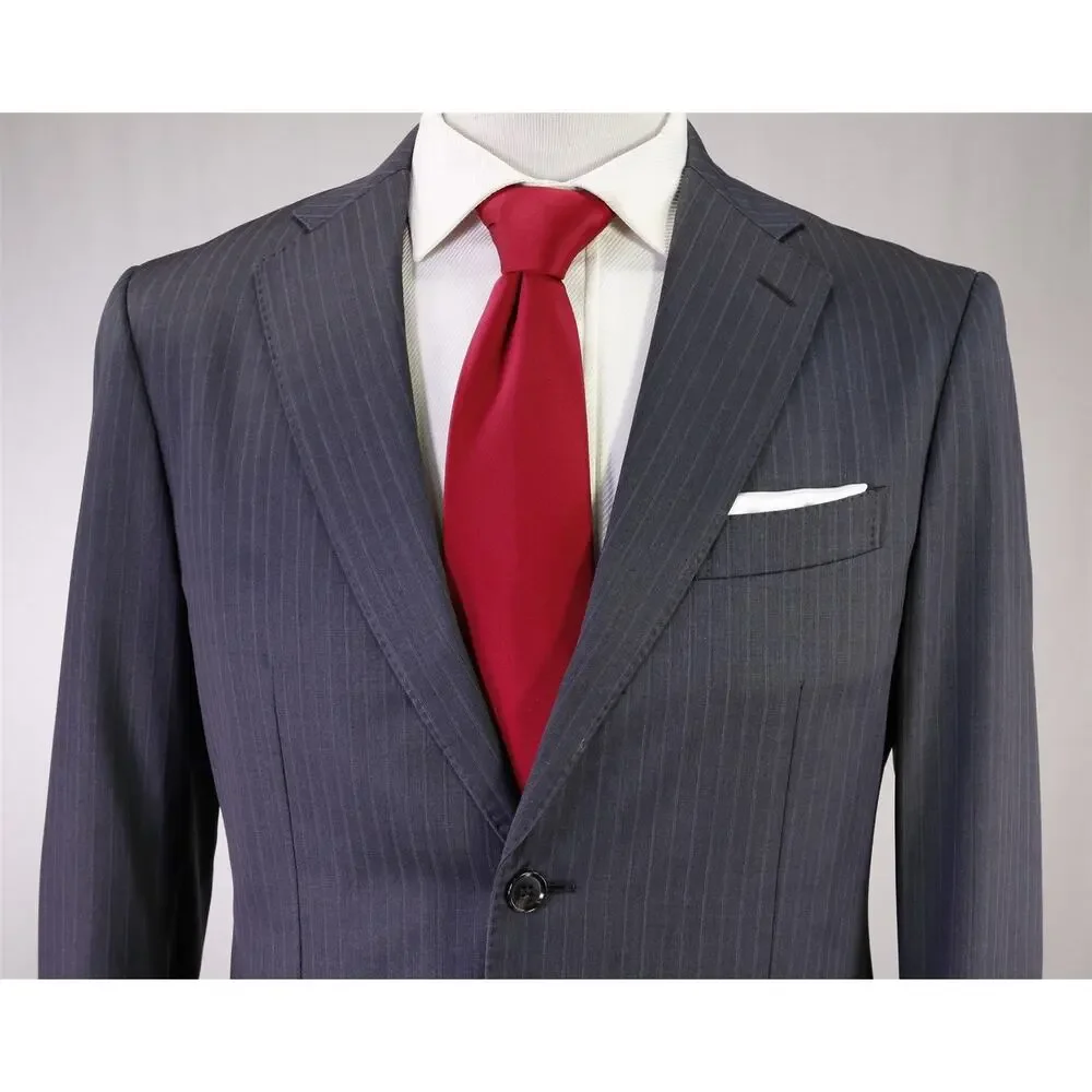 Paul Stuart Gray w/ Pink Pinstripe 2-Btn Wool Luxury Suit 38S